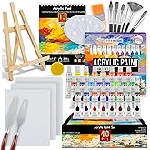 KALOUR Acrylic Paint Set 56 pcs,Painting Supplies with 24 Acrylic Paint,16 Sheets Acrylic Pad,Painting Brushes,Canvas,Palette,Easel - Art Craft Paints Kit for Artists Beginners and Adults.