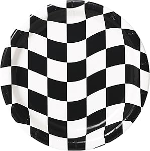 Black and White Check Paper Plates, 24 ct