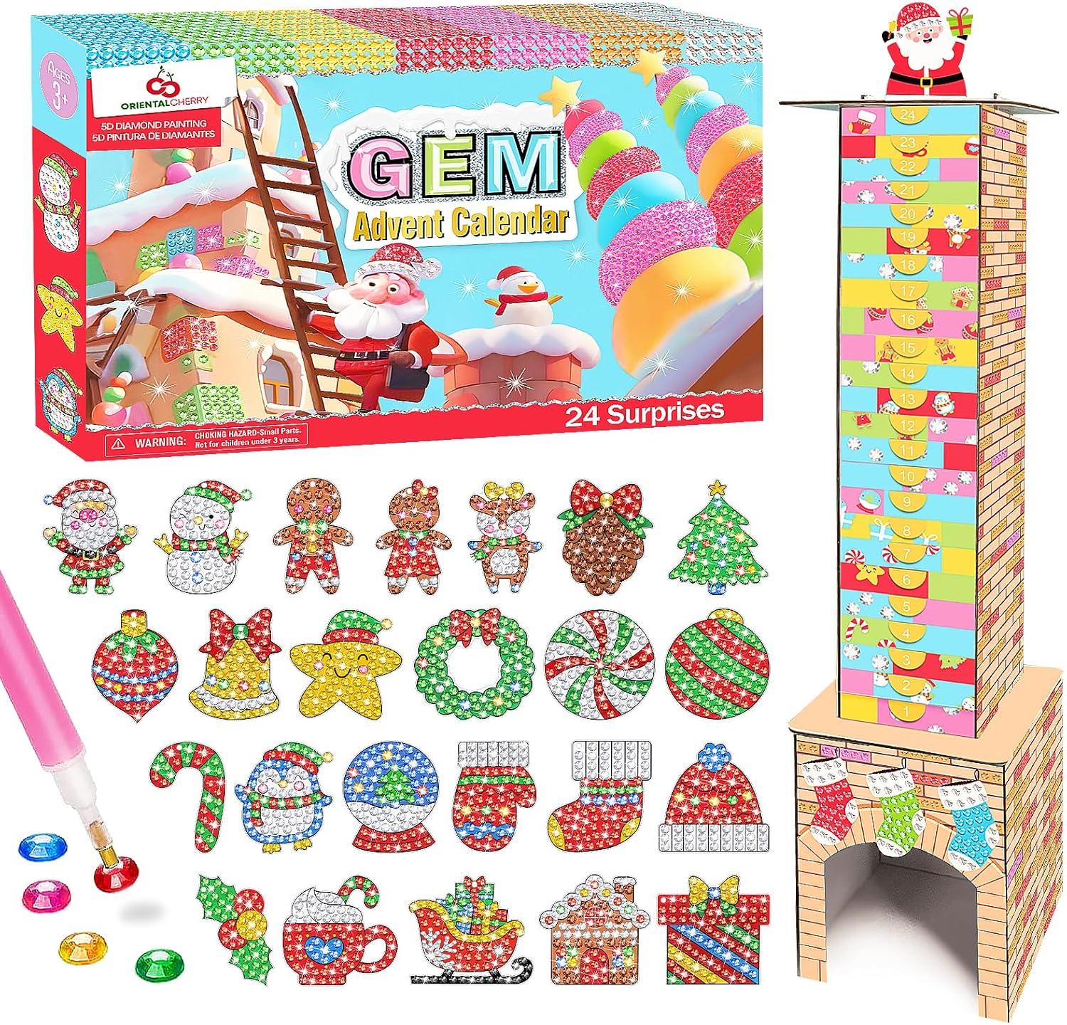 Advent Calendars - Advent Calendar 2023 - Santa Down The Chimney - 24 Days of Diamond Painting Kits - Countdown to Christmas for Toddler Kids Boys Teens Girls 4 5 6 7 8 9 10 11 12 Year Old