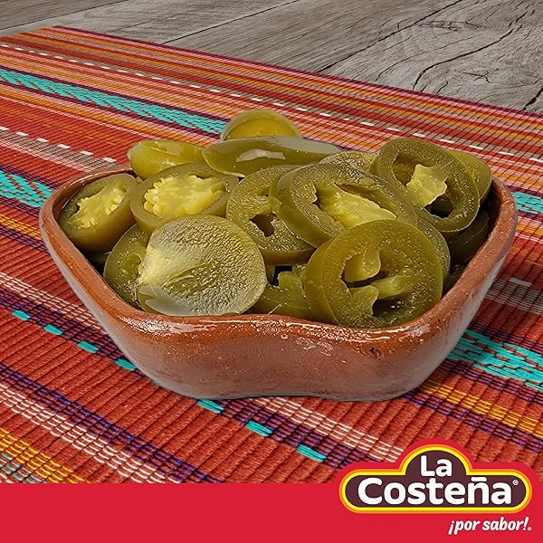 LA COSTEÑA SLICED NACHO JALAPENO PEPPERS – PICKLED JALAPENOS – JALAPENO PEPPER – HOT PEPPERS – MEXICAN FOOD, GUACAMOLE, SPICY NACHO & TACO TOPPINGS, ENCHILADAS & SALSA – 26OZ, 1 PACK CANNED JALAPENOS