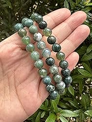 Moss Agate Crystal Bead Bracelet 8mm, Wholesale