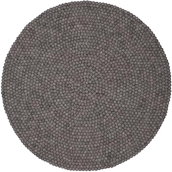 Myfelt Carl Filzkugelteppich Rund Schurwolle Grau O 160 Cm