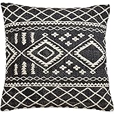 SARO LIFESTYLE Enndé Collection Mud Cloth Pattern Throw Pillow Cover, 22"", Black