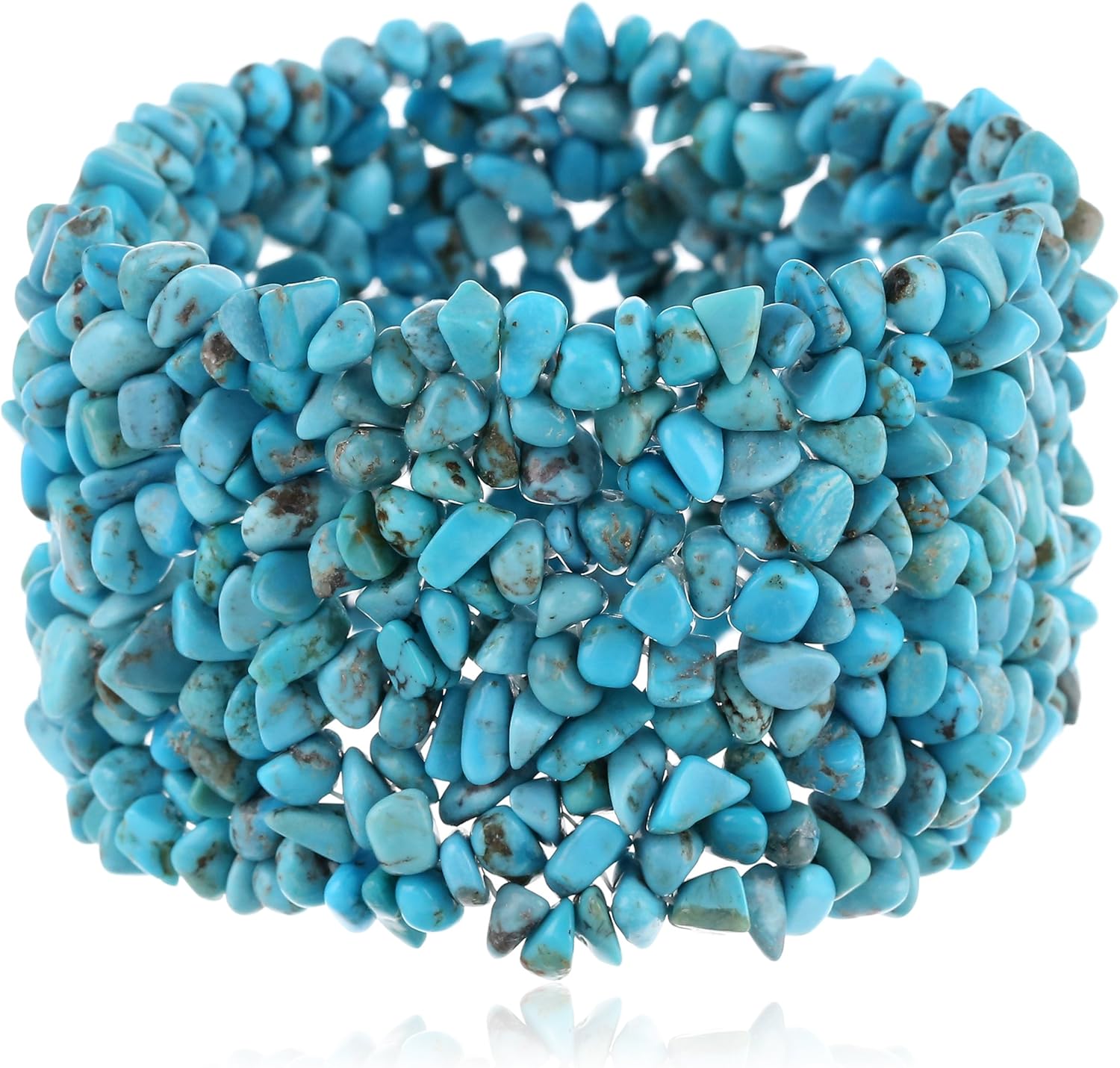 Turquoise Chip Wide Stretch Bracelet, 8" Jewelry