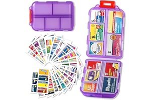 Pill Organizer with Medicine Labels Travel Daily Pill Container Mini Medication Organizer Storage Pill Organizer Travel Essen