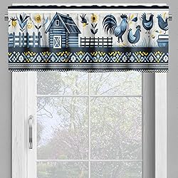 Ambesonne Farmhouse Valance & Tier Curtain 3 pcs