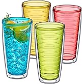 Amazing Abby - Alaska - 24-Ounce Insulated Tumblers (Set of 4), Double-Wall Drinking Glasses, Mixed-Color Reusable Cups, BPA-Free, Shatter-Proof, Dishwasher-Safe