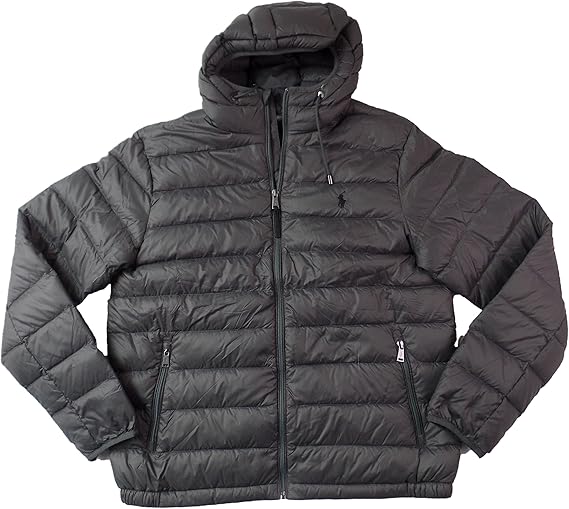 Polo Ralph Lauren Mens Full Zip Hooded Puffer Jacket (Small, Black) Amazon.ca Clothing