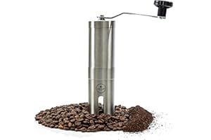 EZE Homegoods Hand Coffee Mill Grinder with Conical Ceramic Burr | Consistent Grind Every Time, Professional Grade, Stainless Steel, Lightweight and Portable, Heavy Duty Extra Long Hand Crank