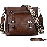 Iswee Soft Leather Crossbody Bags for Women Shoulder Handbags Multi Pocket Travel Purse with Adjustable Strap Medium Size
