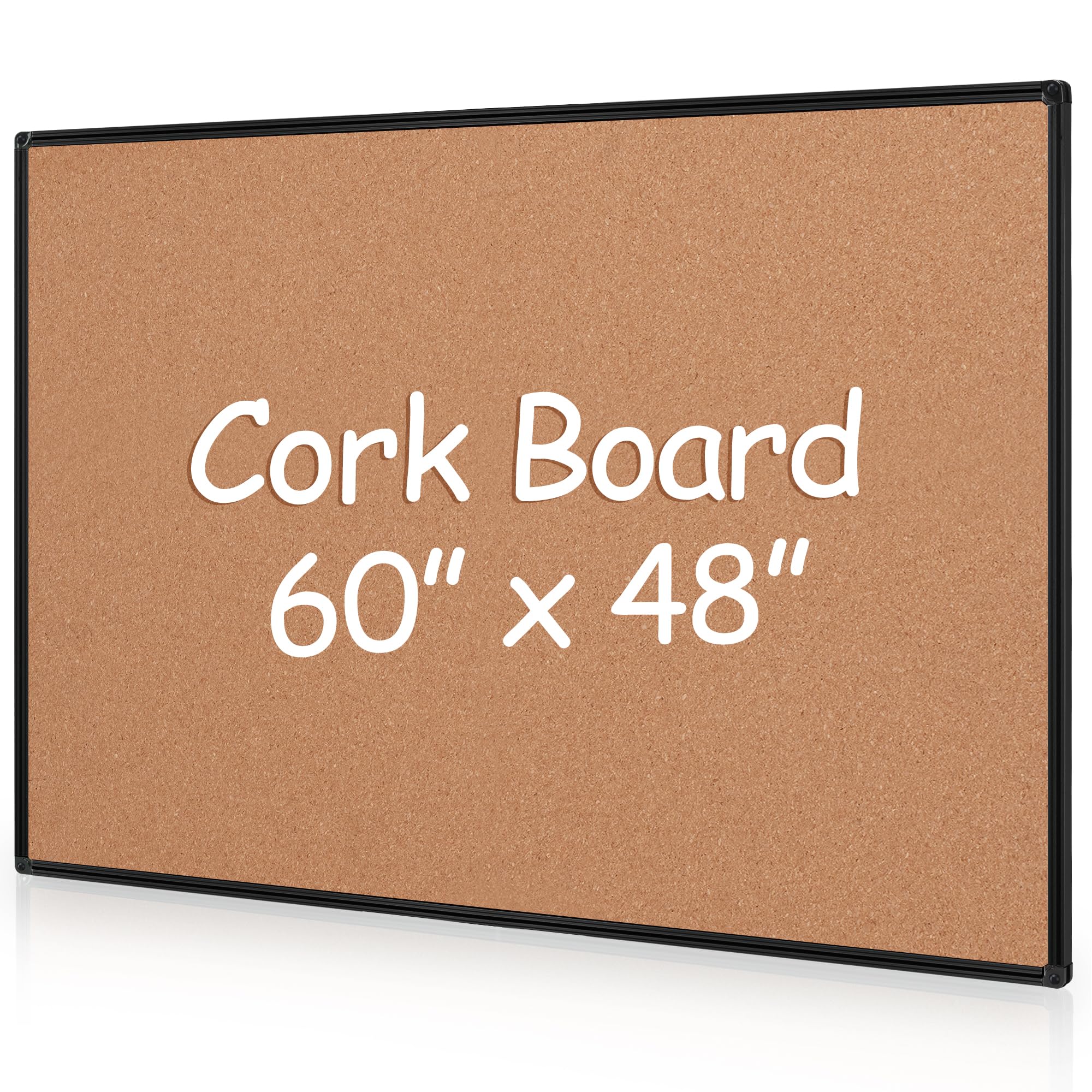 Photo 1 of Board2by Extra Large Cork Bulletin Board 60" X 48", Black Aluminum Framed 5'x4' Corkboard for Wall, Wall Mounted Notice Pin Board with 18 Push Pins for School, Home & Office