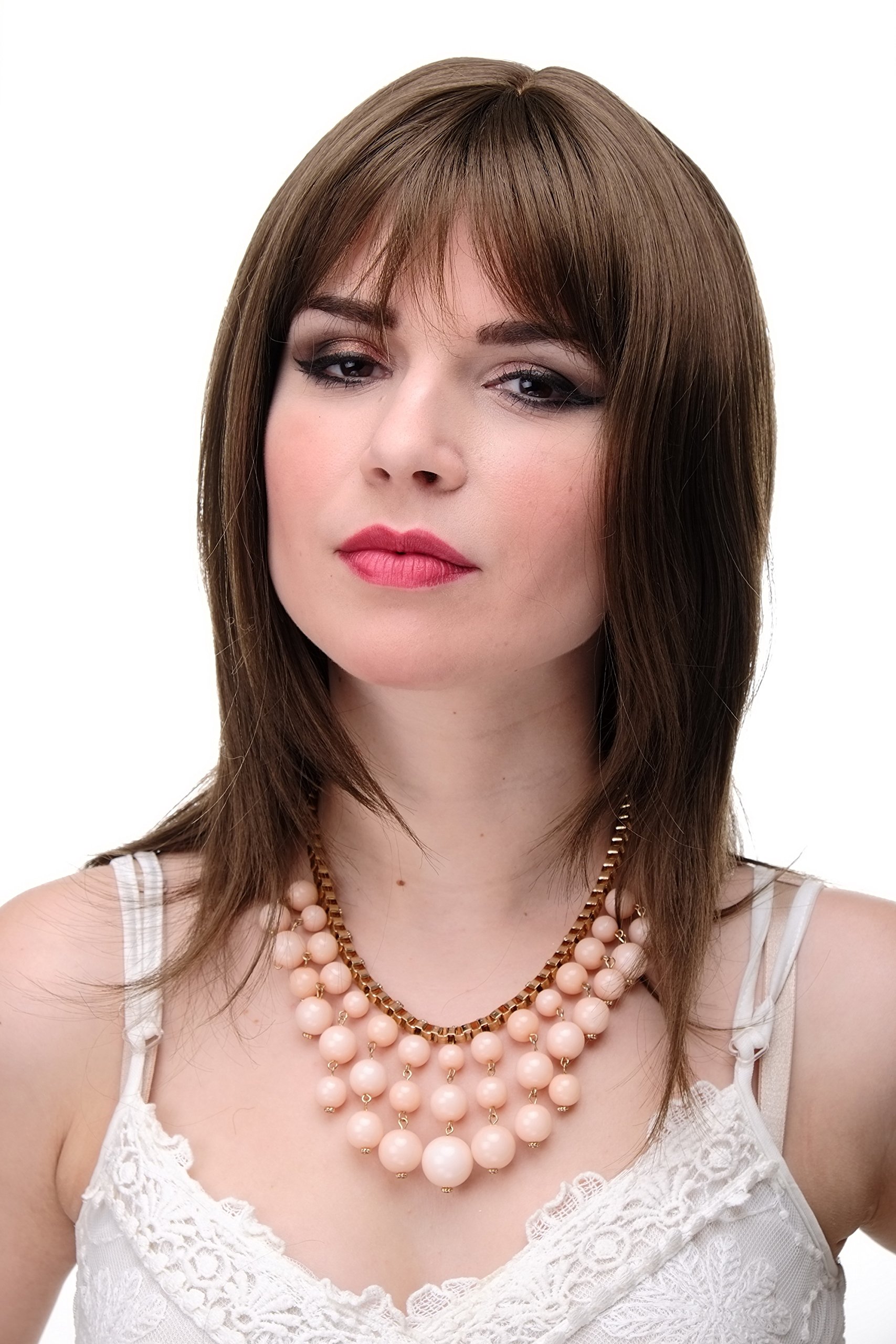 WIG ME UP 3003-10 Lady Quality Wig long medium length naugthy long bangs (can part to side) straight layered medium brown approx 19,5inch โ image 1