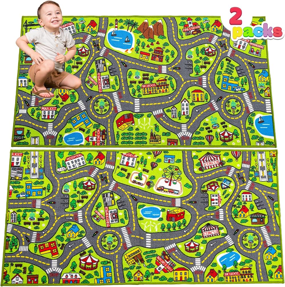 JOYIN Kids City Town Rug 150x80cm, Interactive Road Play Carpet