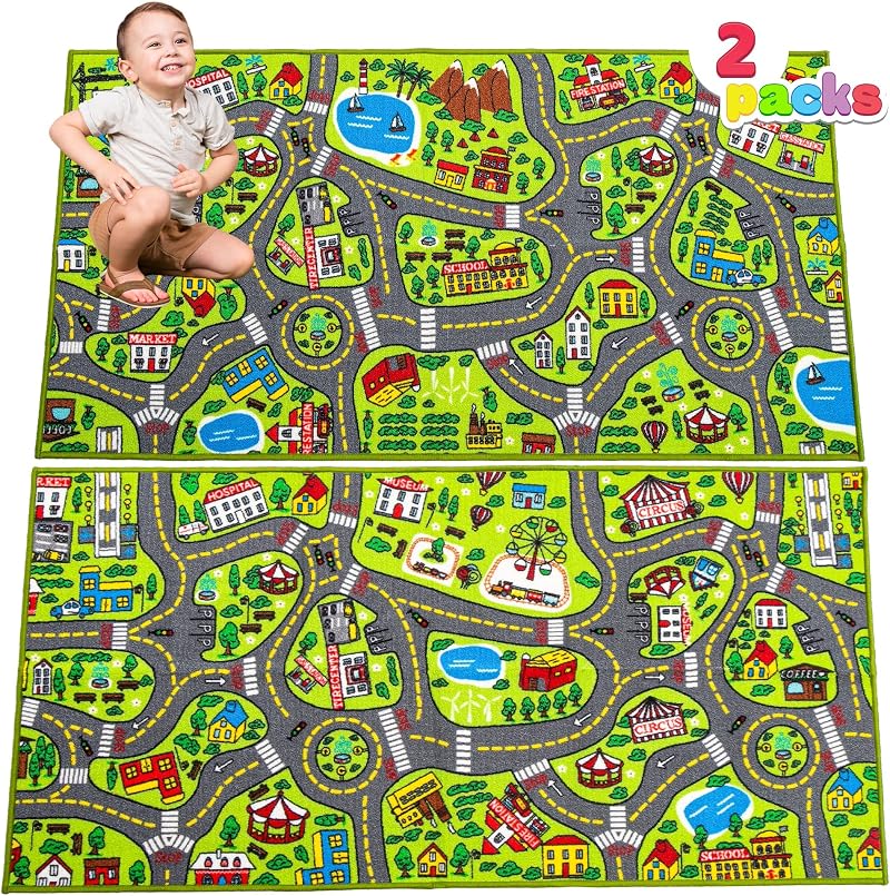 JOYIN Kids City Town Rug 150x80cm, Interactive Road Play Carpet