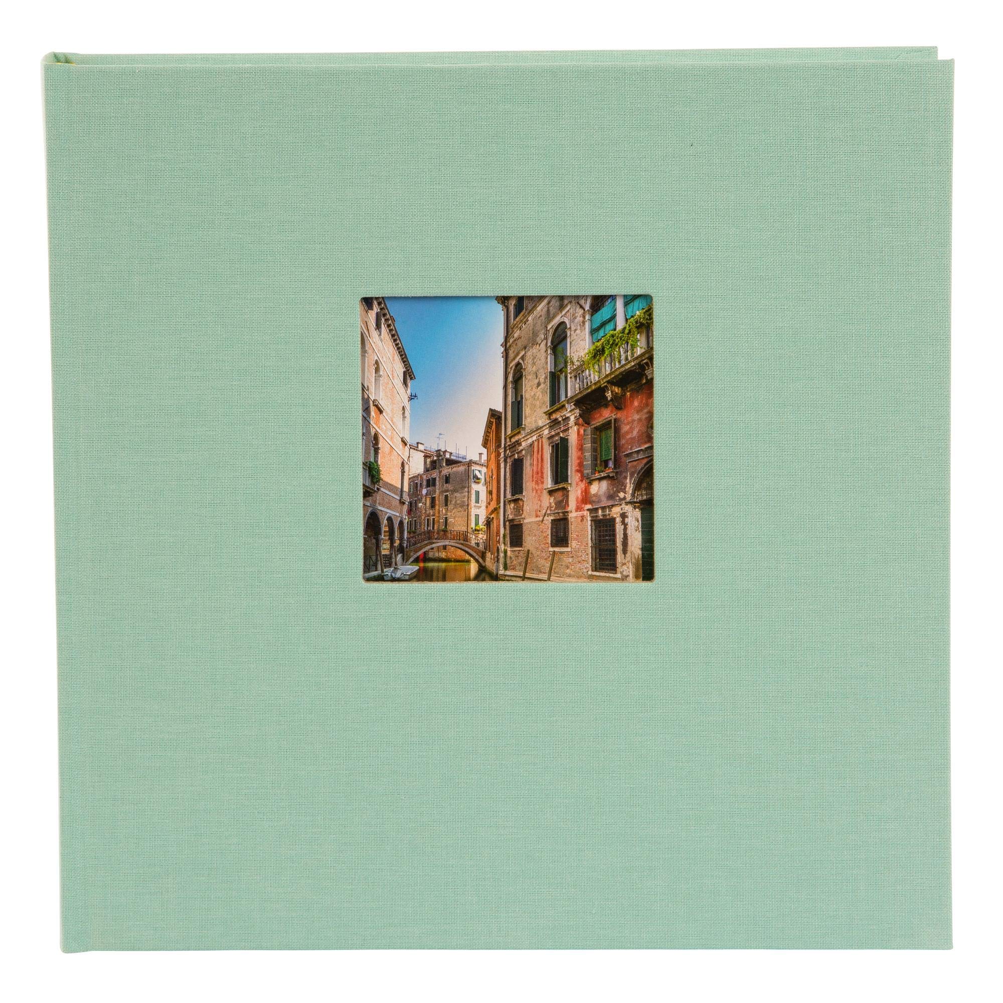 goldbuch Bella Vista Aqua 24 887 Photo Album 25 x 25 cm Photo Album 60 White Pages with Glassine Dividers Photo Book with Linen Cover Caribbean Blue