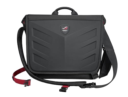 Asus ROG Ranger Messenger Notebook Tasche (bis zu 15,6 Zoll, ergonomisches Design, Gucci-Polyester) schwarz/rot