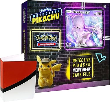 Pokemon TCG: Detective Pikachu Mewtwo Gx Caja archivador + 6 Booster Pack + una Foil Promo