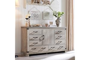 RedLemon Farmhouse 8 Drawers Dresser for Bedroom, Wood Large Chest of Drawers with Thick Plank, Rustic Dresser for Bedroom, Living Room, Light Rustic Oak