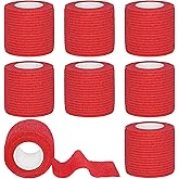 Tindobewan 8 Rolls Cohesive Bandage 2” x 5 Yards Self Adherent Bandage Wrap Breathable Vet Tape Elastic Adhesive Bandage for Sports, Wrist, Ankle, Tattoo Wraps(Red)