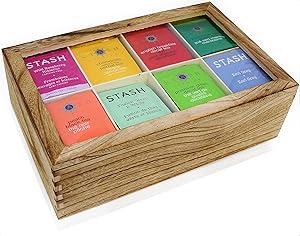 Stash Tea Bags Sampler Assortment Box - 120 COUNT - Perfect Variety Pack in Wooden Gift Box - Gift for Family, Friends, Coworkers - English Breakfast, Green, Moroccan Mint, Peach, Chamomile and more