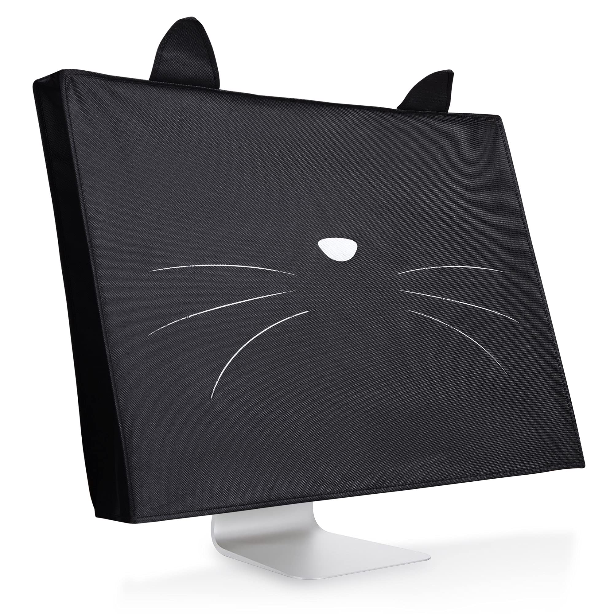 kwmobile Computer Monitor Cover Compatible with 27-28" monitor - Meow Meow White/Black