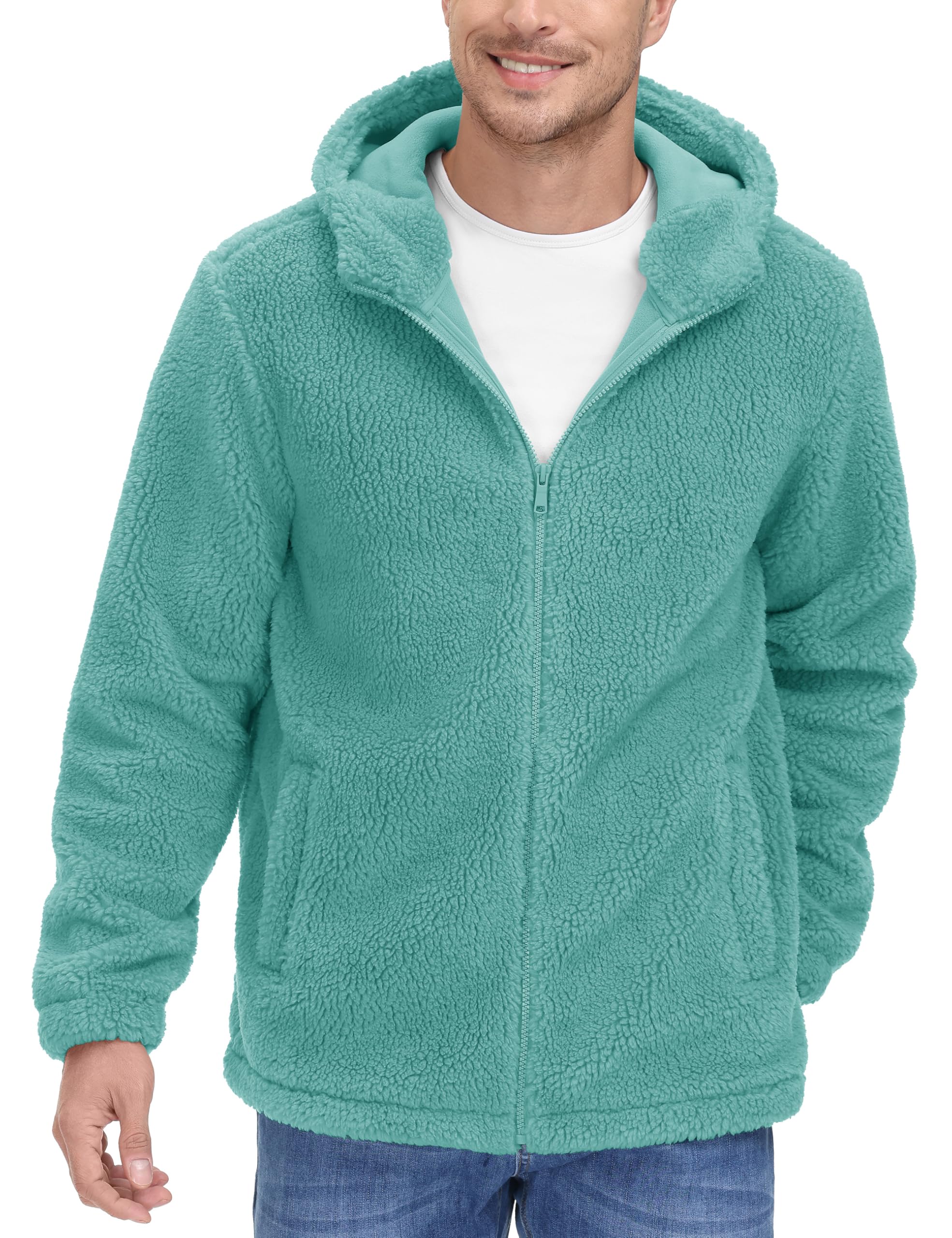 MAGCOMSEN Men's Sherpa Fleece Jacket Zip Up Hoodie