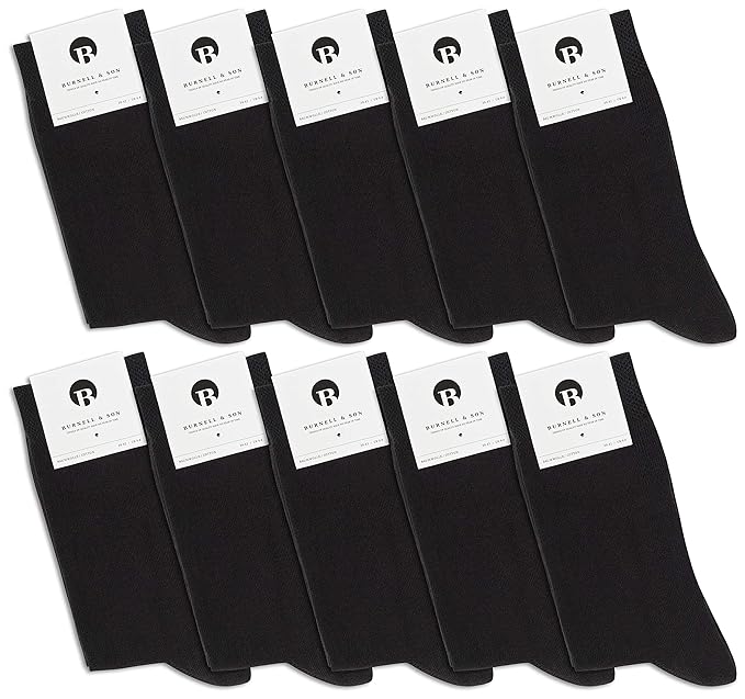 Burnell & Son 10 Paar PREMIUM Socken aus fein gewobener Baumwolle | Damen & Herren | Business | verschiedene Farben | bequeme