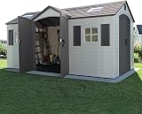 Lifetime 15x8 ft Outdoor Storage Shed Dual Entry Heavy Duty Tan HDPE Garden view 5