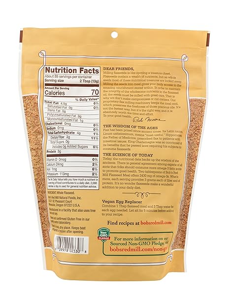 BOB’S RED MILL FLAXSEED MEAL, 16OZ (PACK OF 1) – GLUTEN FREE, NON GMO, VEGAN, PALEO FRIENDLY, KETO FRIENDLY, KOSHER