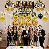 New year's eve party supplies 2026,new years decorations set 86 Pcs - 2026 New Year's Eve Party Supplies, nye party supplies party decoration accessories include banners,glasses