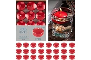 SECEL Pack of 24 Floating Candles 2 Inch 4+Hours Paraffin Wax%100 Cotton Wick Dripless & Smokeless Home Decor, Wedding Decorations, Valentine Decors, Birthday Dinners, Celebrations