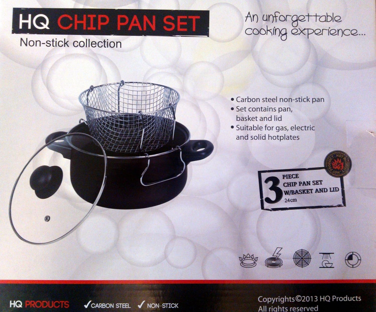 CHIP PAN SET BASKET AND LID. 3 PIECE. 24cm. NON STICK. GAS, ELECTRIC, HOTPLATES. Amazon.co.uk