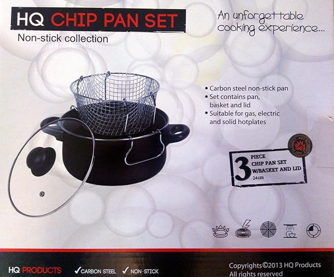 CHIP PAN SET BASKET AND LID. 3 PIECE. 24cm. NON STICK. GAS, ELECTRIC, HOTPLATES. Amazon.co.uk
