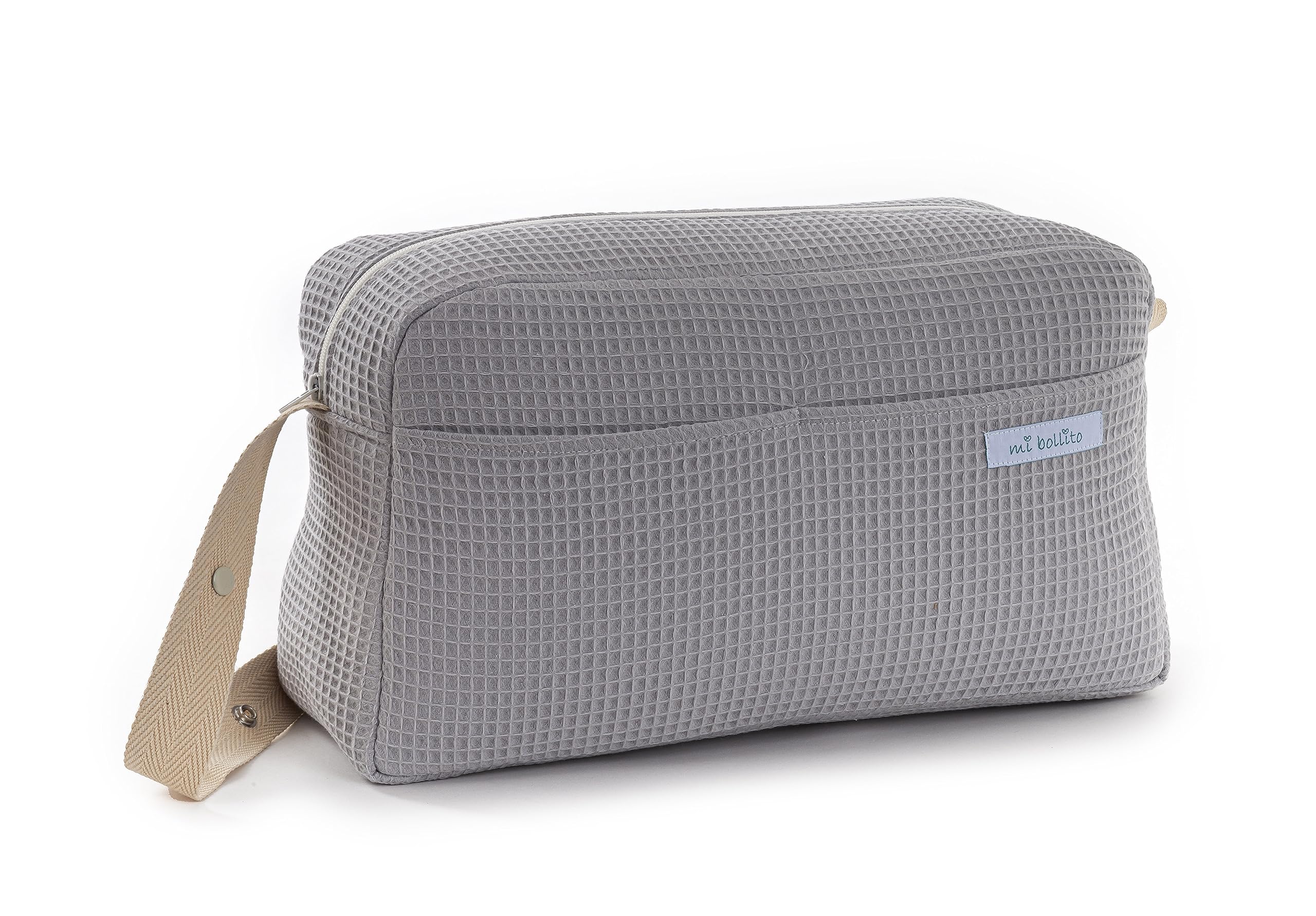 Mi Bollito Practical and stylish multi-functional large capacity baby stroller bag. Made in Spain., light grey, Grande