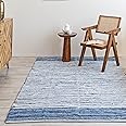HOMEMONDE Chindi Rag Rug 3'x5' Rectangle Recycled Cotton Hand Braided Reversible Boho Rugs for Doormat/Kitchen/Living Room (Blue)