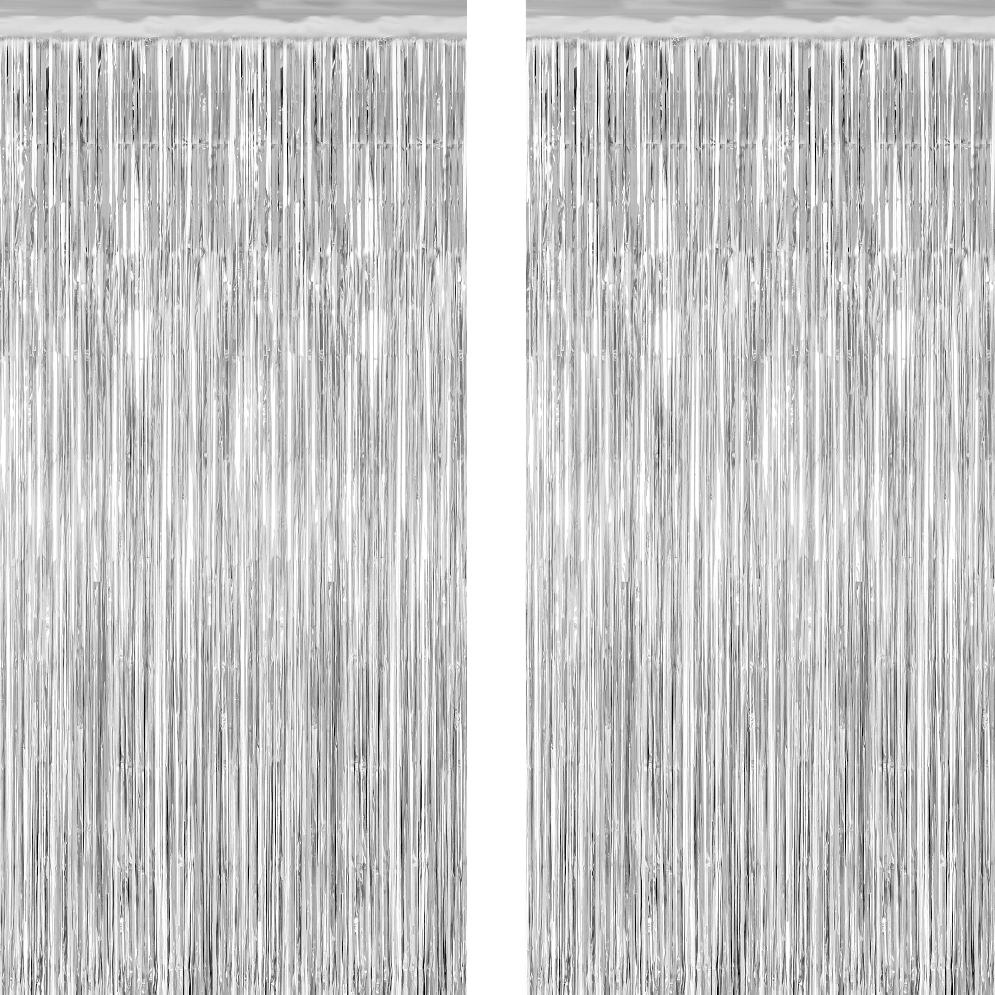 Photo 1 of 2 Pack Tinsel Backdrop, 3.28 FT x 7.05 FT Birthday Party Decorations, Silver Party Streamer Fringe Curtains Foil Backdrop, Metallic Silver Photo Props Party Supplies Party Decor