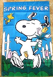 Amazon Com Snoop And Woodstock Spring Fever 28x40 In Large House Flag Double Sided Garden Outdoor