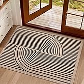 Tangsoo Rainbow Easy Jute Rug,2x3 Washable Small Area Outdoor Rug for Entryway Non-Slip Thin Black Throw Mat Modern Farmhouse Indoor Carpet for Entrance Kitchen Entry Front Porch