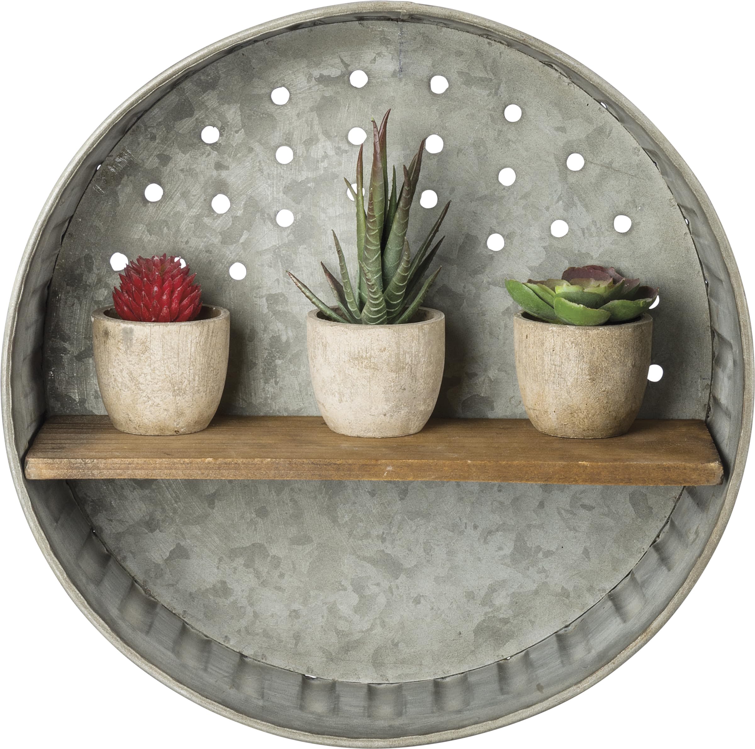 Primitives by Kathy 38024 Rustic-Inspired Wall Shelf, Metal and Wood, 12.5" in Diameter — image 1
