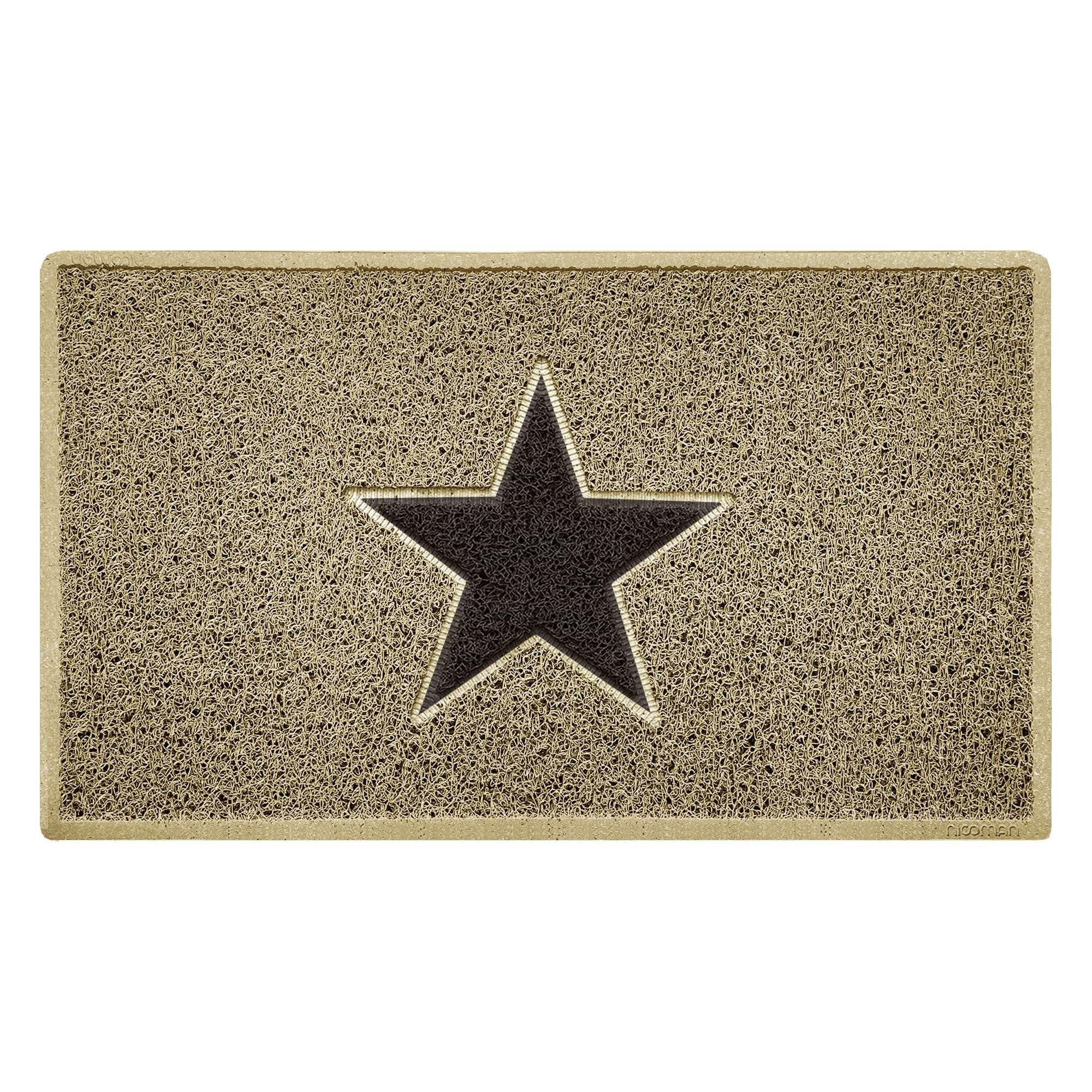Nicoman STAR Door Mat｜Entrance Barrier Dirt-Trapper Floor Mat｜Patio Garden Conservatory Doormat｜Indoor Outdoor Matt｜Beige with Brown Sta,75x44cm (29.5x17.3inches)