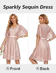 Wedtrend Rose Gold Women's Sequin Dress Birthday