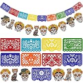 Dia de los Muertos Decorations Day of the Dead Papel Picado Banners Dia de los Muertos Altar Ofrenda Decor Sugar Skull Calavera Marigold Flower Garlands for Mexican Party Favors Cinco de Mayo Supplies