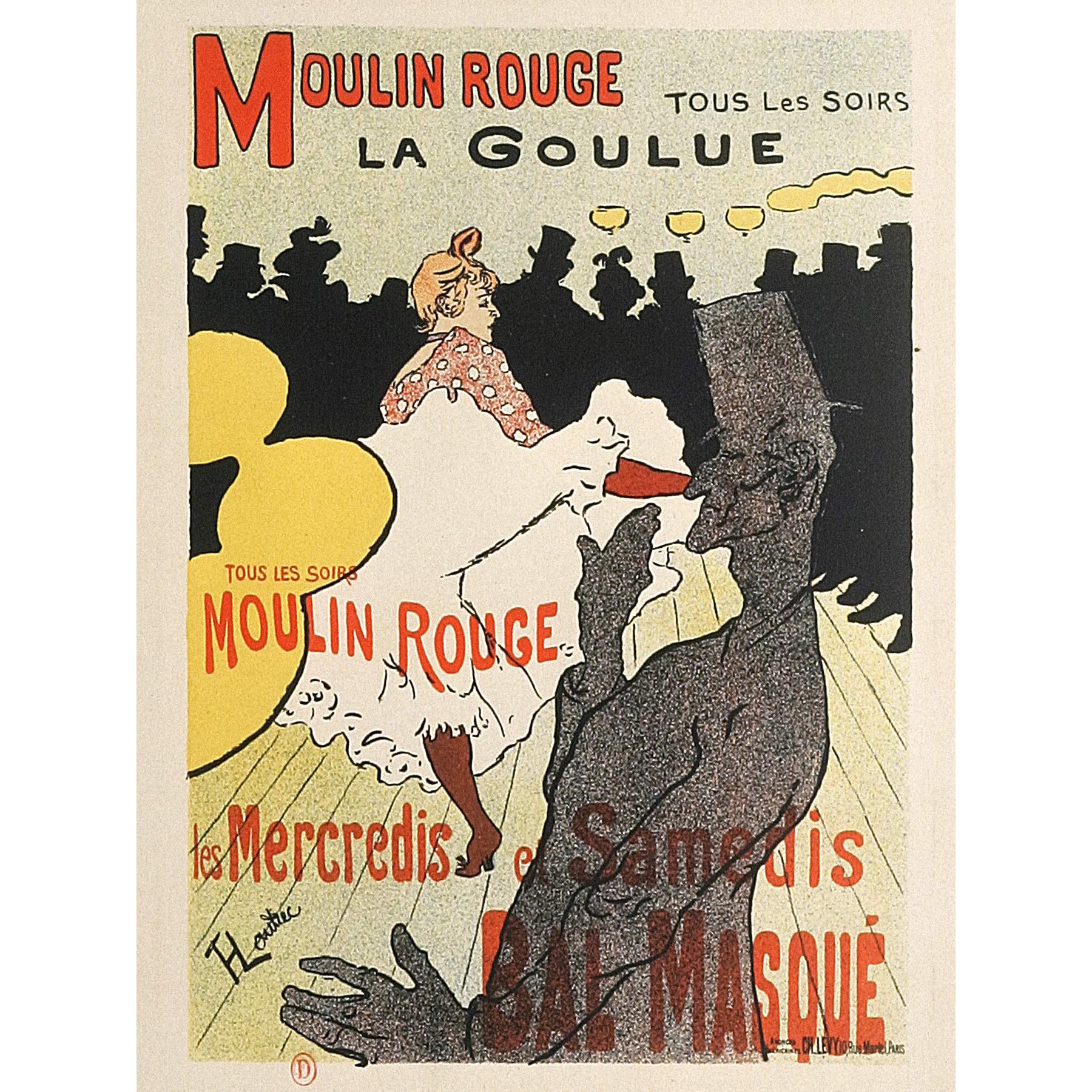 Artery8 Toulouse-Lautrec Dancer La Goulue Moulin Rouge Advert Large Wall Art Poster Print Thick Paper 18X24 Inch