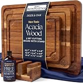Deer & Oak 3-Piece Bamboo Cutting Board Carbonized Set, Pre-Oiled | 16.5 x 11 in, 12 x 8 in, 9 x 6 in · Hanging hole · Eco-fr