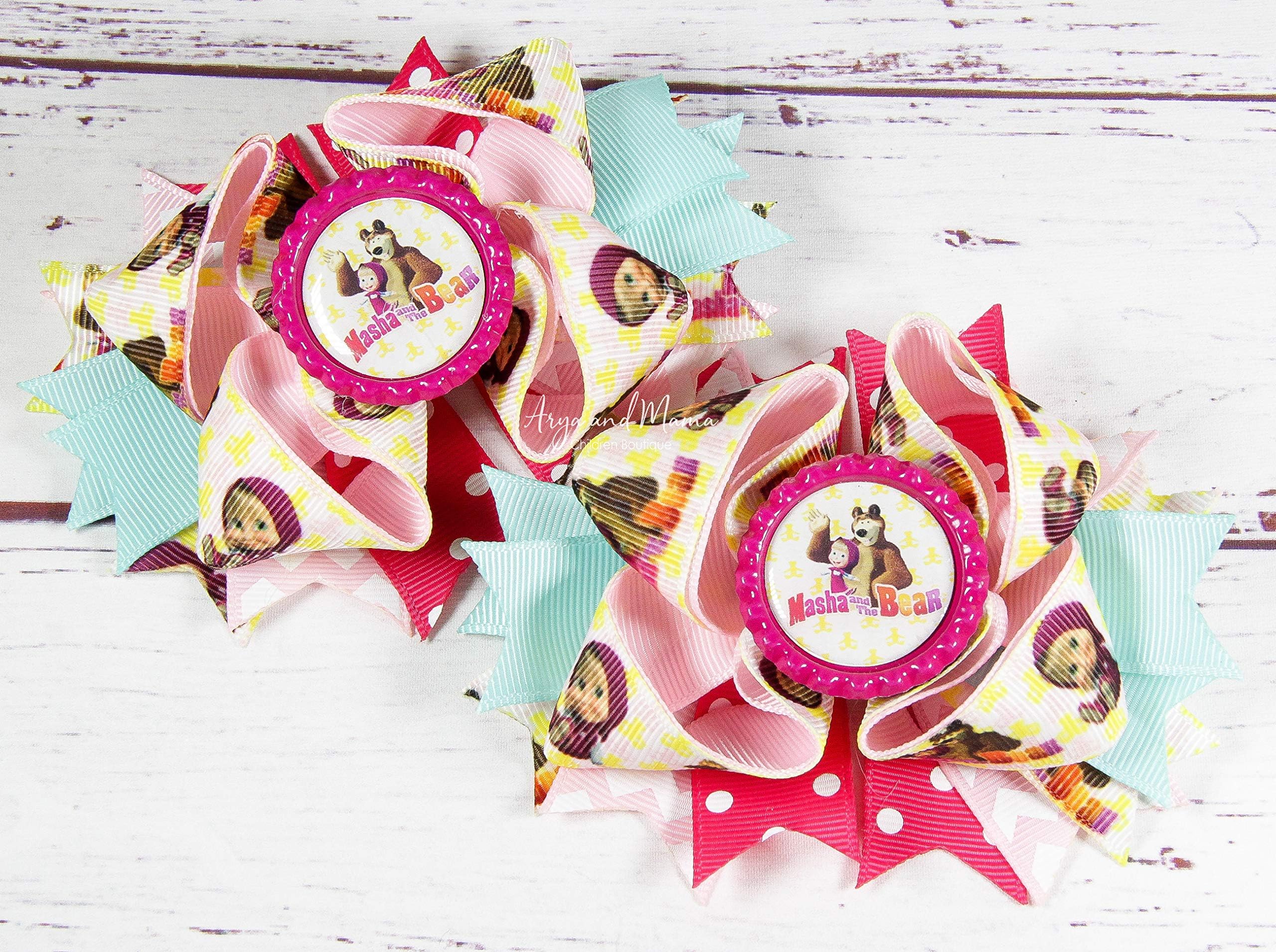 Masha and the Bear Pigtail Hair Bows