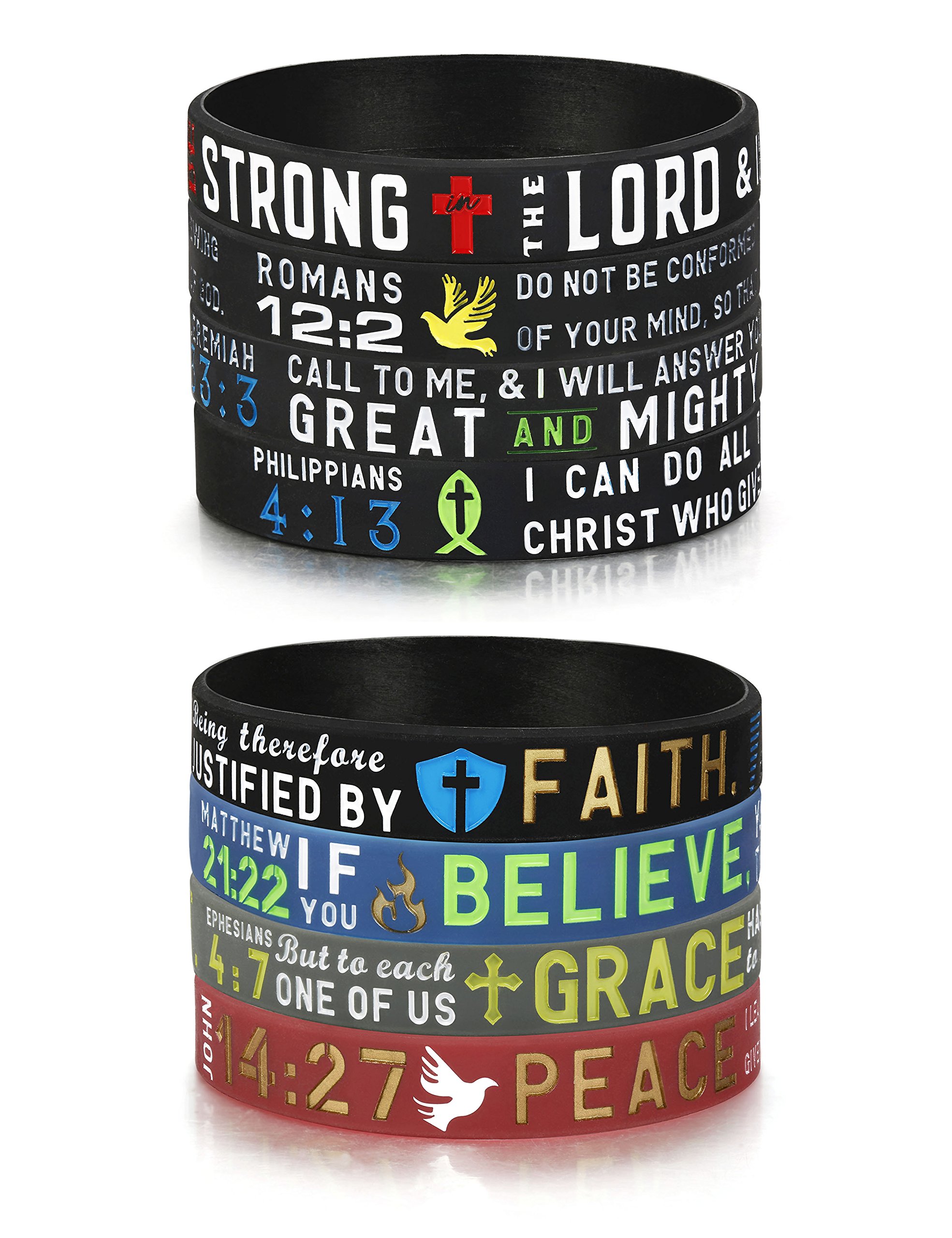 (12Pack) Colorful Bible Wristbands Wholesale Pack of