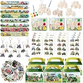 Vanblue 120 Pcs Tractor Party Favors Goodie Bag Stuffers for Kids | Farm Theme Birthday Decorations Classroom School Reward for Kids Boys Gift Prizes Wooden Tractor Kits