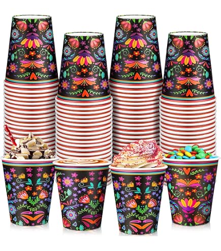 Boland Day Of The Dead Party-Becher, 10 Stück, 210 Ml – 100% Papier, Kompostierbar, Für Dia De Los Muertos