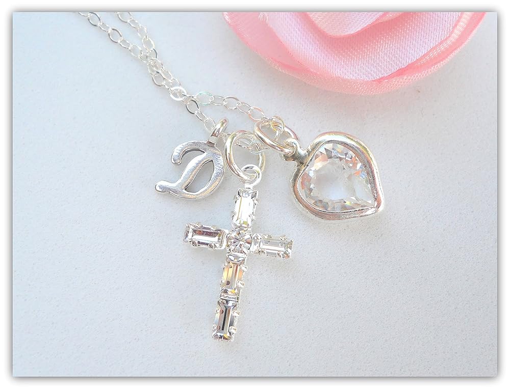 Cross Necklace, Baptism Christening Necklace, Communion