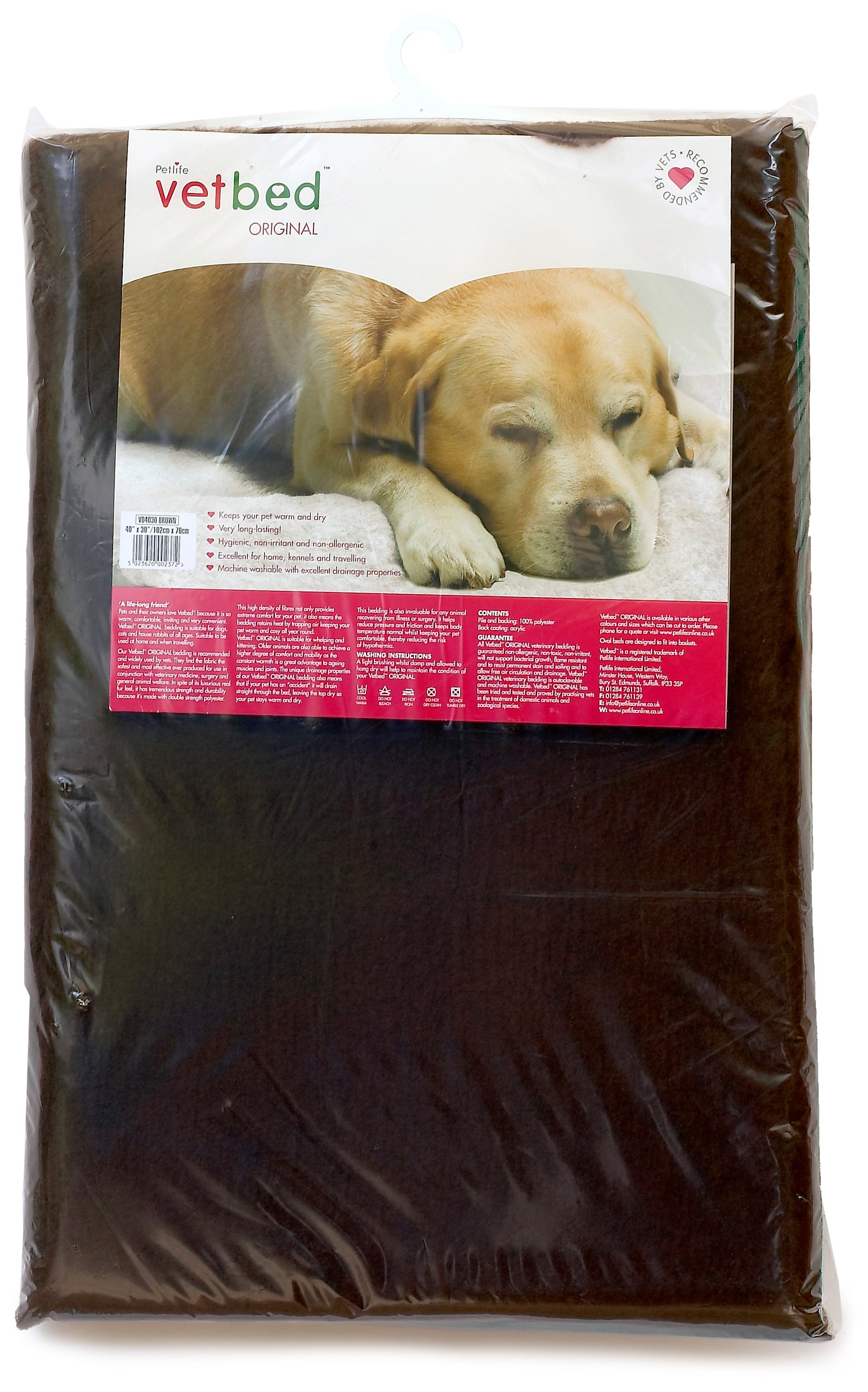 Petlife Vetbed Original for Dog/ Cat, 40 x 30-inch, Brown